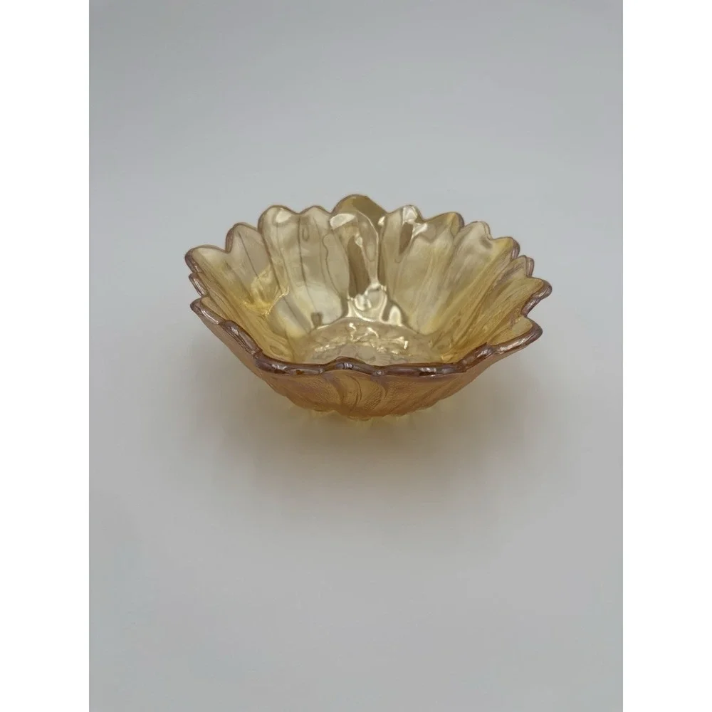 Vintage Indiana Amber Carnival Glass Marigold Sunflower Candy/Trinket Dish 7 1/4